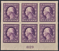 US 483 Washington / Franklin Superb Mint H/LH Plate Block - Enormous Margins