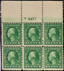 US 498 Washington / Franklin Fine Mint Hinged Plate Block cv $22.50