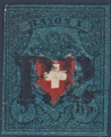 Switzerland 7 Var VF Used Pos. 23, 4 Margins Closer at UL - Perfect "P.P" Cancel from Zurich/VIII - Hermann Cert. cv $1,675