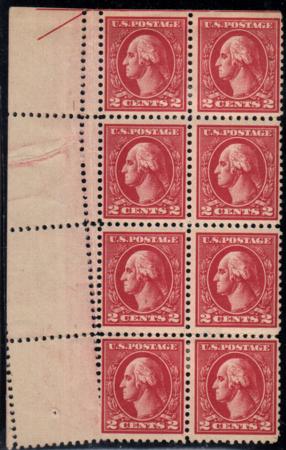 US 528B Error F-VF Mint H/LH/NH UL Corner Block of 8 with Foldover Creating Gutter