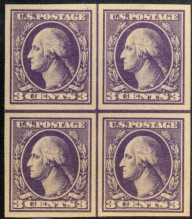 US 535 Washington / Franklin VF Mint LH Center Line Block cv $67.50