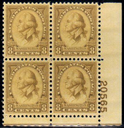 US 713 XF Mint NH Beautiful Plate # Block