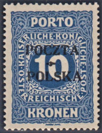 Poland J10a VF NH Counterfeit Overprint