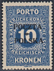 Poland J10a VF NH Counterfeit Overprint