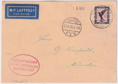 Germany 1930 Zeppelin Flight to Bonn On Postal Card with On Board Cancel