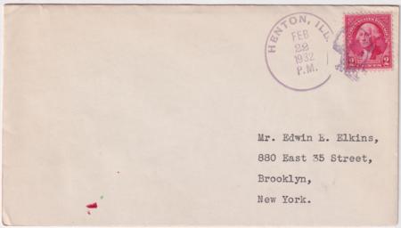 US IIinois, Henton 704 Fancy Cancel Cover, George Washington