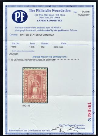 US PR46 Newspaper Fine Mint No Gum As Issued Reperfed at Bottom, PF Cert cv $5,250