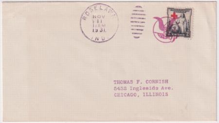 US Indiana, Roselawn 702 Fancy Cancel Cover, Eagle, Flag in Circle
