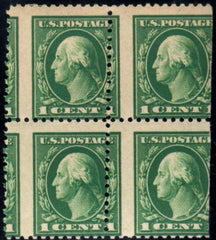US 498 Washington / Franklin Error Mint NH/H Perf Shift Block of 4