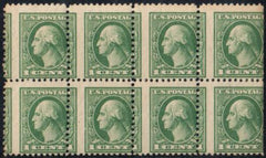 US 525 Washington / Franklin Error Mint NH 4mm Misperf Block of 8