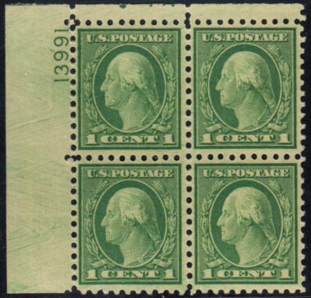 US 543 Washington / Franklin VF Mint NH Plate Block cv $35