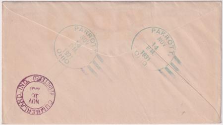 US Ohio, Parrot 632, 687 and 702  Fancy Cancel Cover, Parrot in Green