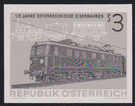 Austria 1962 Black Proof Single from Leaflet for Scott 703, Train