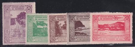 Nicaragua 1932 C67-71 Mint set, Signed, Train