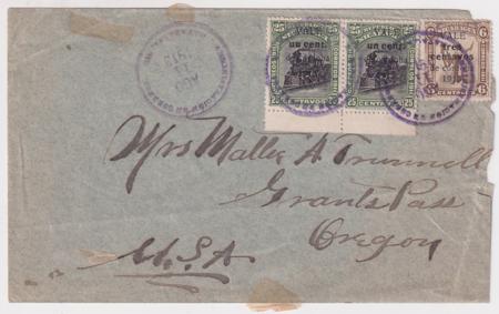 Nicaragua 1913 Scott 330 Train + 324 on Cover to Oregon US