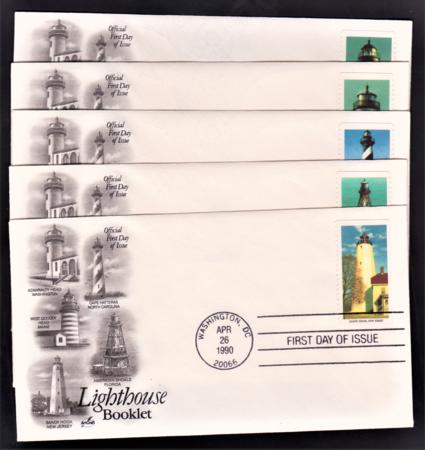 US 2470-74b Set of 5 Singles on Artcraft FDCs - Superb and Rare!