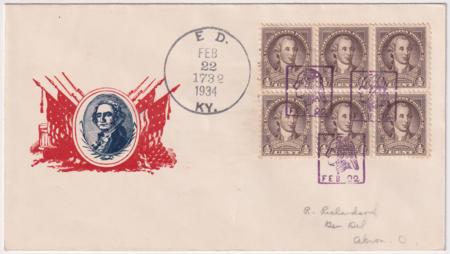 US Kentucky, Ed 704Fancy Cancel Cover, Geo Washington in Square