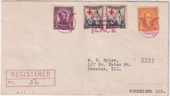US Indiana, Schneider 555, 642, 702 Fancy Cancel Cover,  "Peace" and Eagle Fancy Cancels