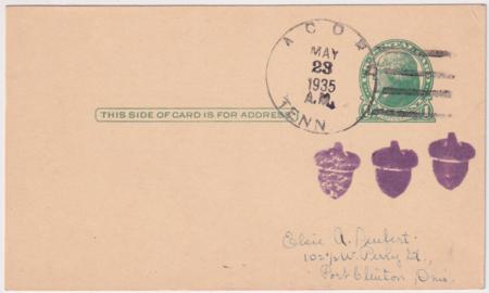 US Tennesse  Acorn UX27 Fancy Cancel Cover  Acorn Fancy Cancel