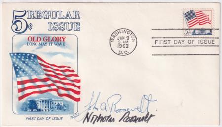 US 1208 FDC Signed by Nicholas Roosevelt, Diplomat and James Roosevelt, Congressman