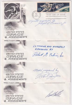 US 1332b Set of 4 Matched FDC's, Signed by Designer and Engravers