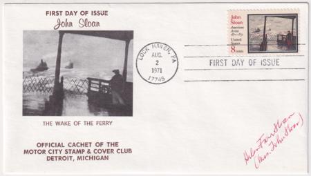 US 1433 FDC Signed by Helen Farr Sloan, Widow