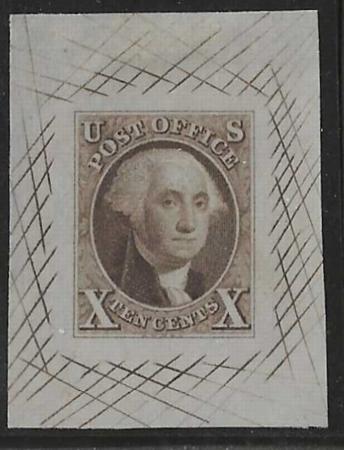US 2TC1ak Postmaster's Provisionsals XF Mint LH Full Size Proof In Dark Brown On India Paper With Cross Hatching, Very Scarce! cv $1,000