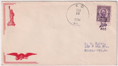 US Kentucky, Ed 635 Fancy Cancel Cover, "Honest Abe" Lincoln Cancel