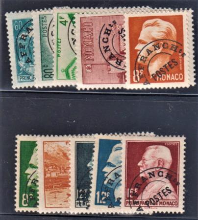 Monaco Yv 1-10 VF NH Complete Set of Scott Unlisted Precancels 1943-1951