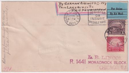 US 1929 Round the World Flight  Cover with 567 and 571