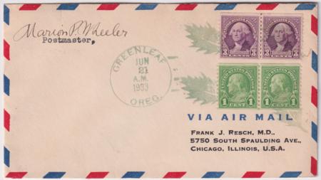US Oregon, Greenleaf 597 LP, 721LP Fancy Cancel Cover, Leaf