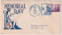 US Iowa, Lincoln 737 Fancy Cancel Cover, Memorial Day