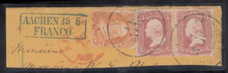 US 65(2), 71 Used On Overseas Piece, Kennet's Square, PA