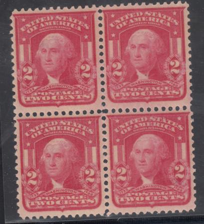 US 319c Bureau & Regular Issues Mint NH/LH VF Beautiful Scarlet Block of 4