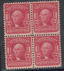 US 319c Bureau & Regular Issues Mint NH/LH VF Beautiful Scarlet Block of 4