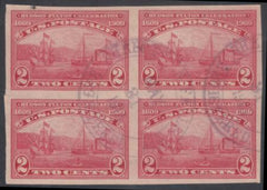 US 373 Early Commemoratives Used VF-XF Block Sheboygan Falls, Wisconsin VIOLET Registered CDS