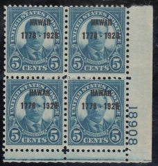 US 648 Mint F - VF NH Plate # Block