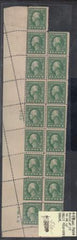 US 498 Washington / Franklin  Mint No Gum F-VF Error Plate Pre-Printing Paperfold On Block Of 17 Left Margin w/Plate # + Initals Reinforced Bottom + Top Margins Stunning!