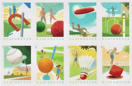 US 5627-34a Modern Imperf Backyard Games Block of 8