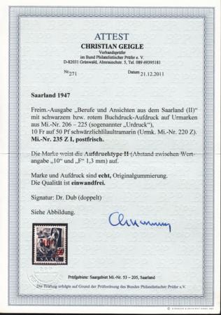 Saar 175a-87a Mint NH VF-XF Rare 1st Printing. Most Double Signed With Geigle BPP Certs - Beautiful!