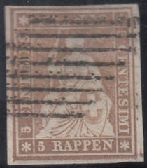 Switzerland 32 (SBK 22F) Superb Used 4 Large Margins Around 4 Frame Lines Perfect Geneve Grid Cancel Nussbaum Cert.