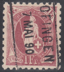 Switzerland 93 (SBK 71B) Used VF-XF 9 1/2 S-O-N Boxed Cancel - Stunning! Full Perfs