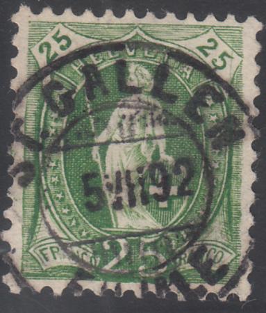 Switzerland 83B (SBK 67C) Used VF-XF 11 1/2 x 11, Control Mark I