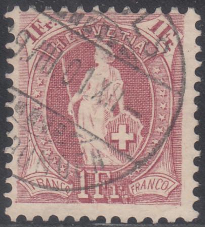 Switzerland 87B (SBK 71E) Used F 11 1/2 x 11, Control Mark II, Clear 1901 Cancel, Crisp Color + Cancel