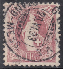 Switzerland 87C (SBK 71C) Used VF 11 1/2 x 11, Control Mark I