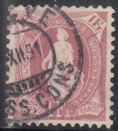 Switzerland 87C (SBK 71C) Used XF 11 1/2 x 11, Control Mark I, Beautiful!