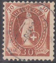 Switzerland 95C (SBK 68C) Used F-VF 11 1/2 x 11 Control Mark I, Light 1892 Cancel - Scarce!