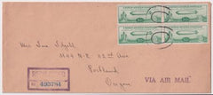 US 1934 C18 Block on Registered Non-Flight Usage to Portland