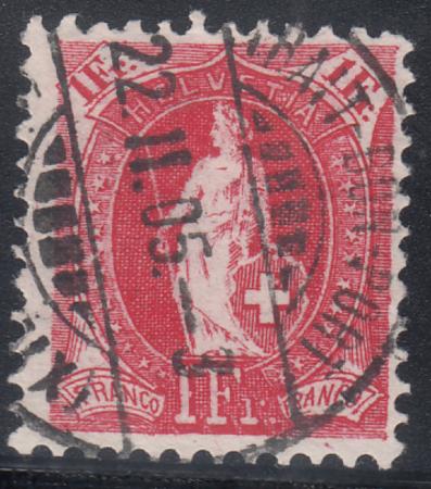 Switzerland 97A (SBK 75E) Used F-VF 1 Fr. Red 11 1/2 x 12 Control Mark II