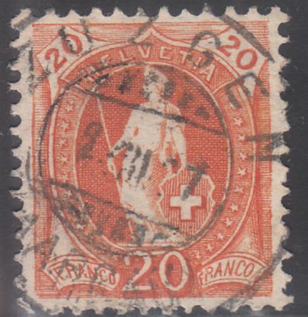 Switzerland 105 var Used XF 11 1/2 x 12, Wmk, White Paper S-O-N Cancel
